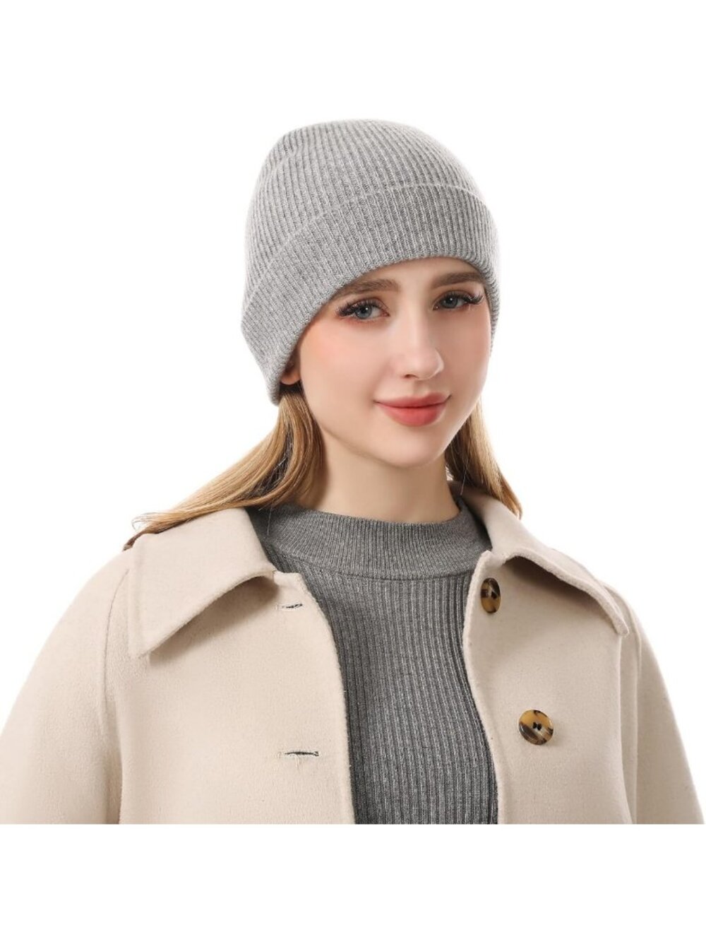 Luxurious 100% Cashmere Beanie for Women, Soft Knit Winter Hat with Gift Box